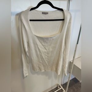 Women’s plus size super soft sweater with square neckline in ivory. Size XXL